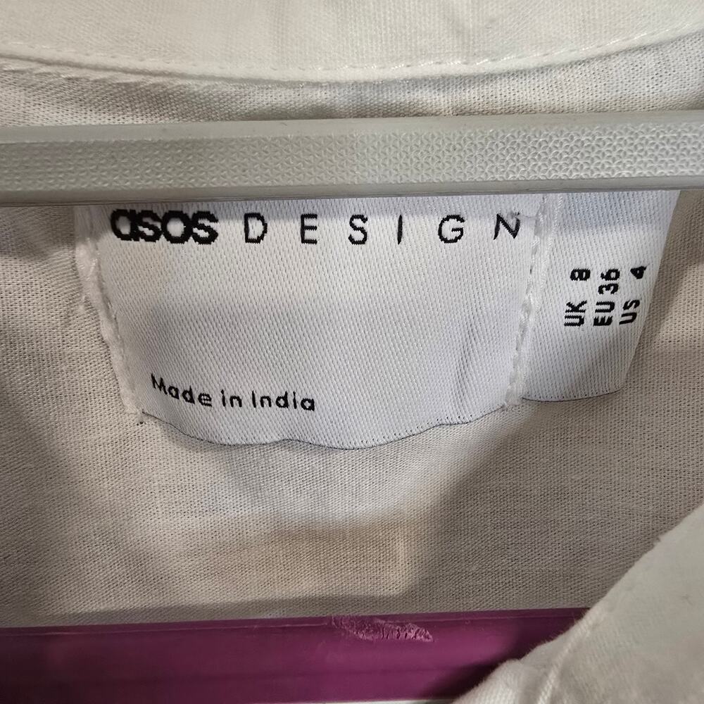 NWT NEW Women's ASOS DESIGN White Cotton Mini Shirt Dress | Size 4 - Picture 10 of 13